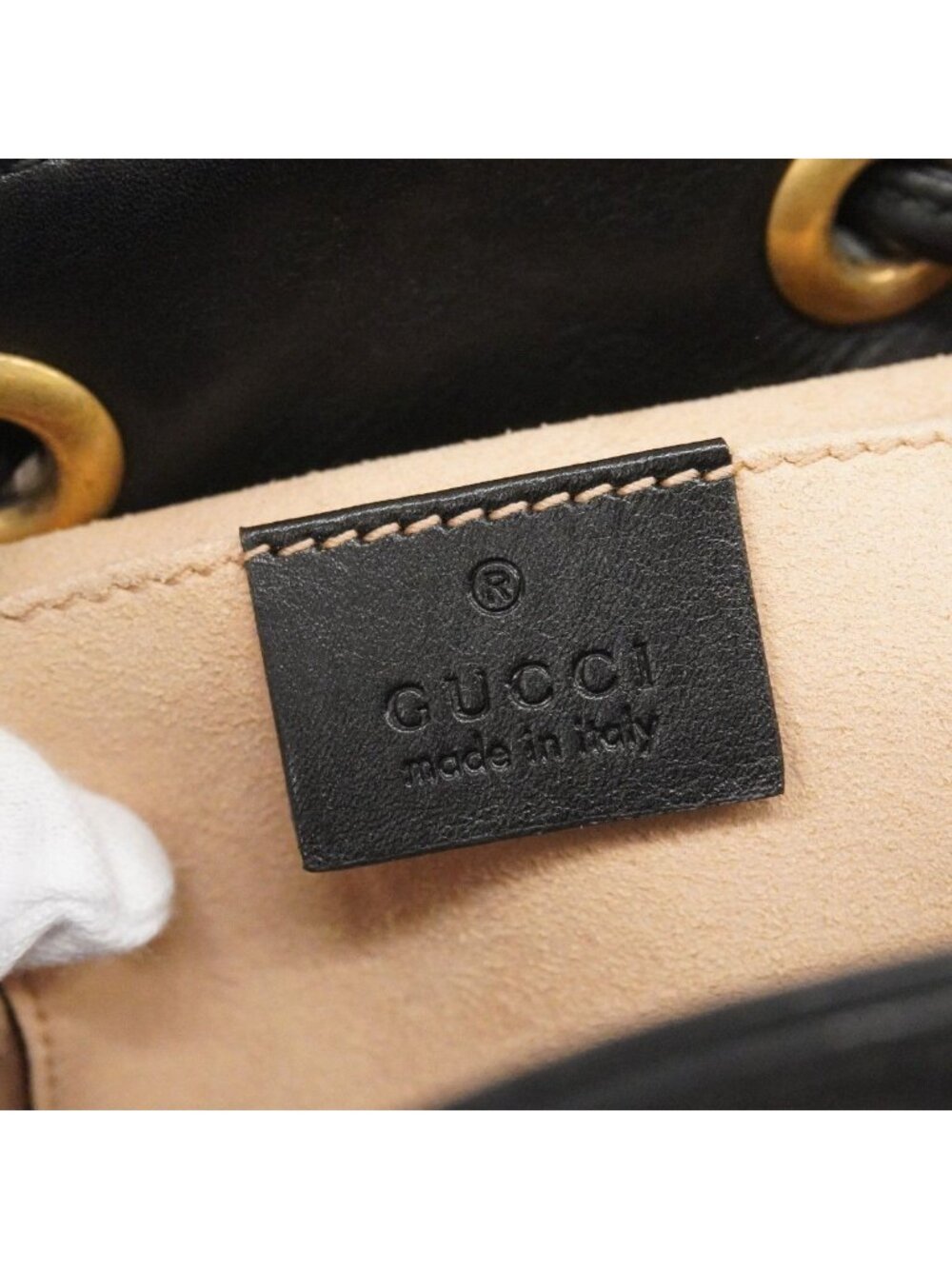 Gucci Backpack GG Marmont Leather Black Gold - Picture 5 of 10